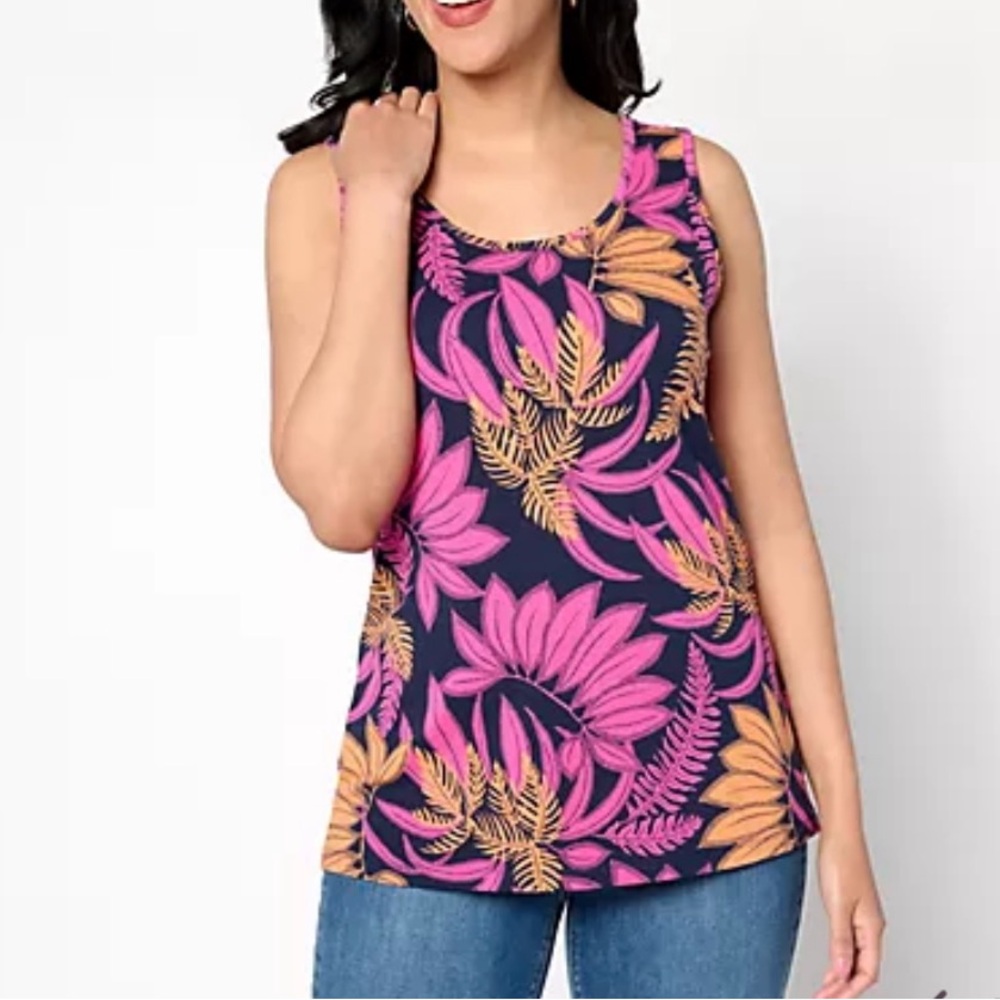 Denim & Co. Beach Jersey  Tank Top Size L
